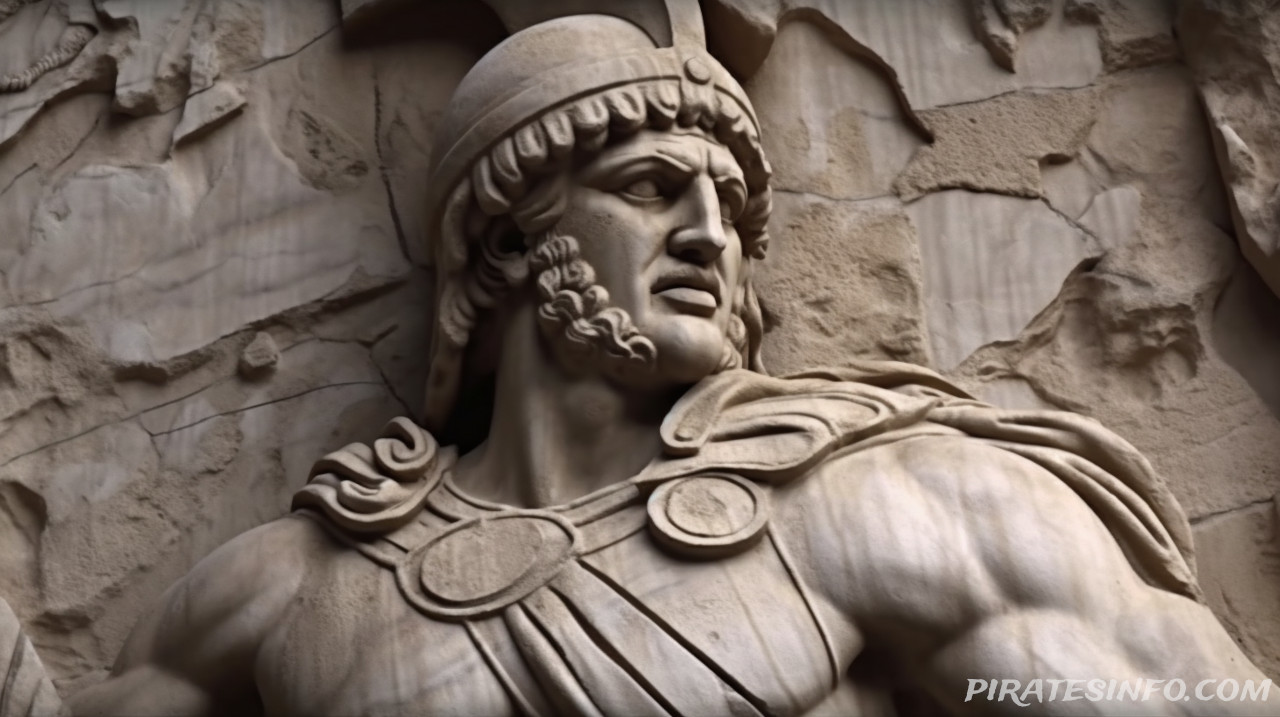 Marble statue of a roman pirate