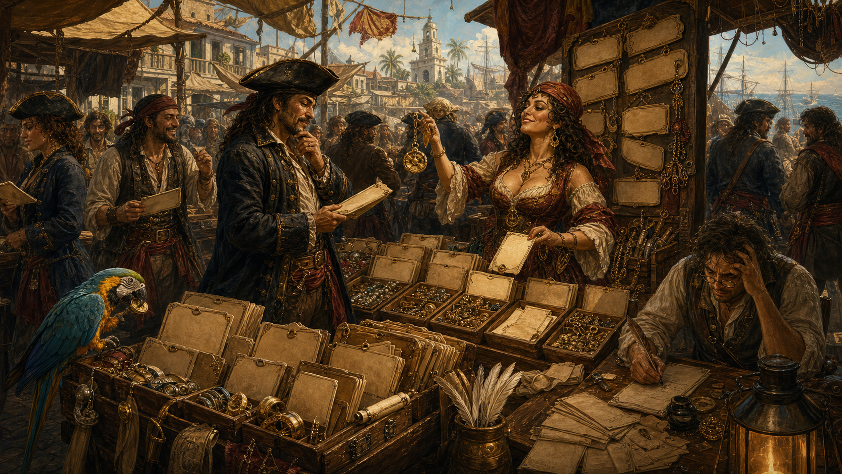 Pirate lexicon and salty slang.